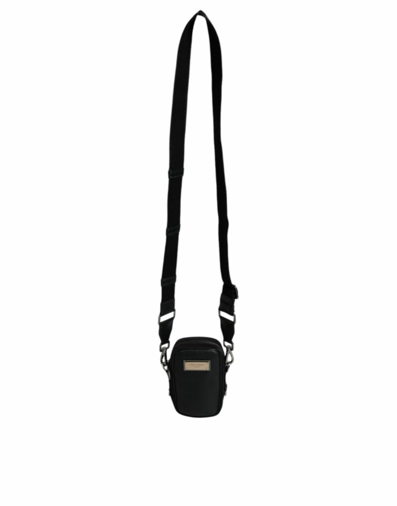 Dolce & Gabbana Black Nylon Leather Logo Plaque Crossbody Sling Bag - Image 7