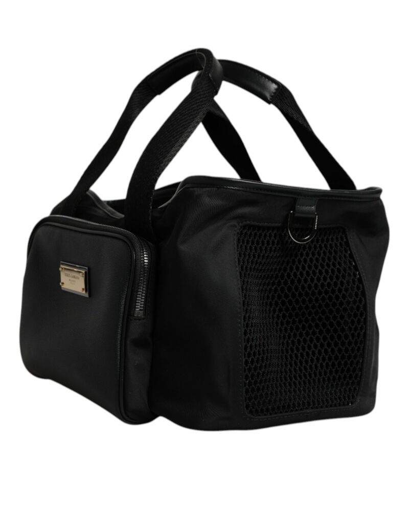 Dolce & Gabbana Black Shoulder Strap Pet Carry Logo Plaque Bag - Image 4