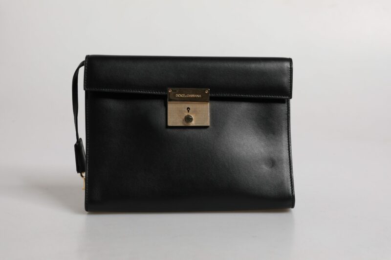 Dolce & Gabbana Black Leather Logo Plaque Document Briefcase Bag - Image 2