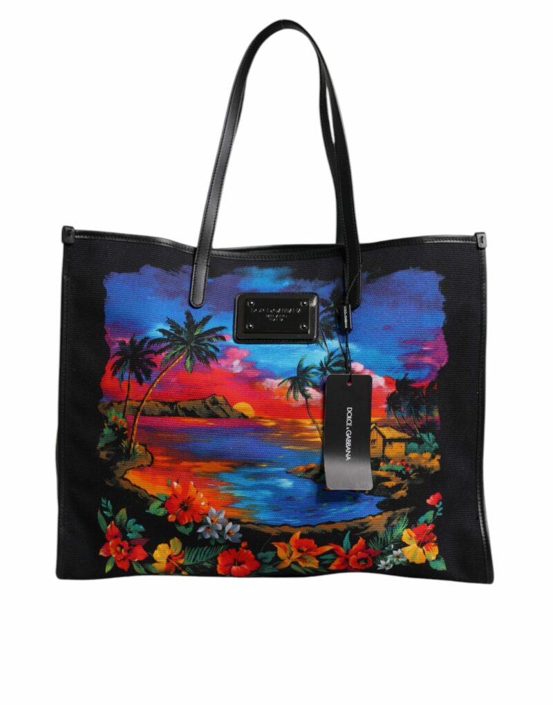 Dolce & Gabbana Multicolor Graphic Printed Top Handle Shopping Tote Bag - Image 2