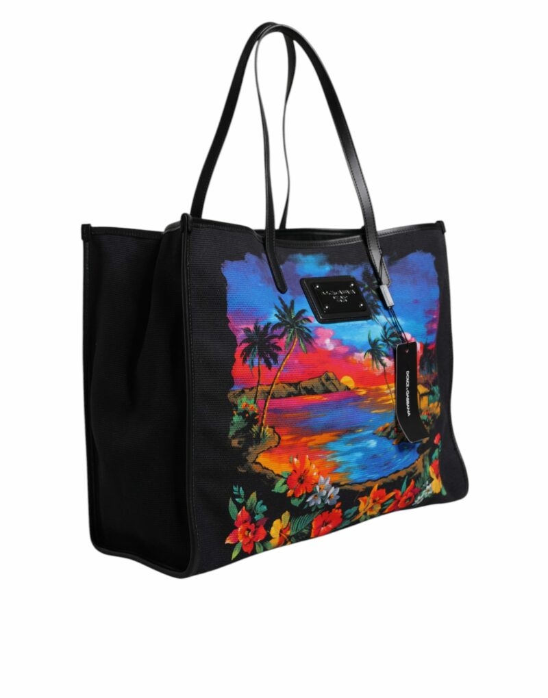 Dolce & Gabbana Multicolor Graphic Printed Top Handle Shopping Tote Bag - Image 3