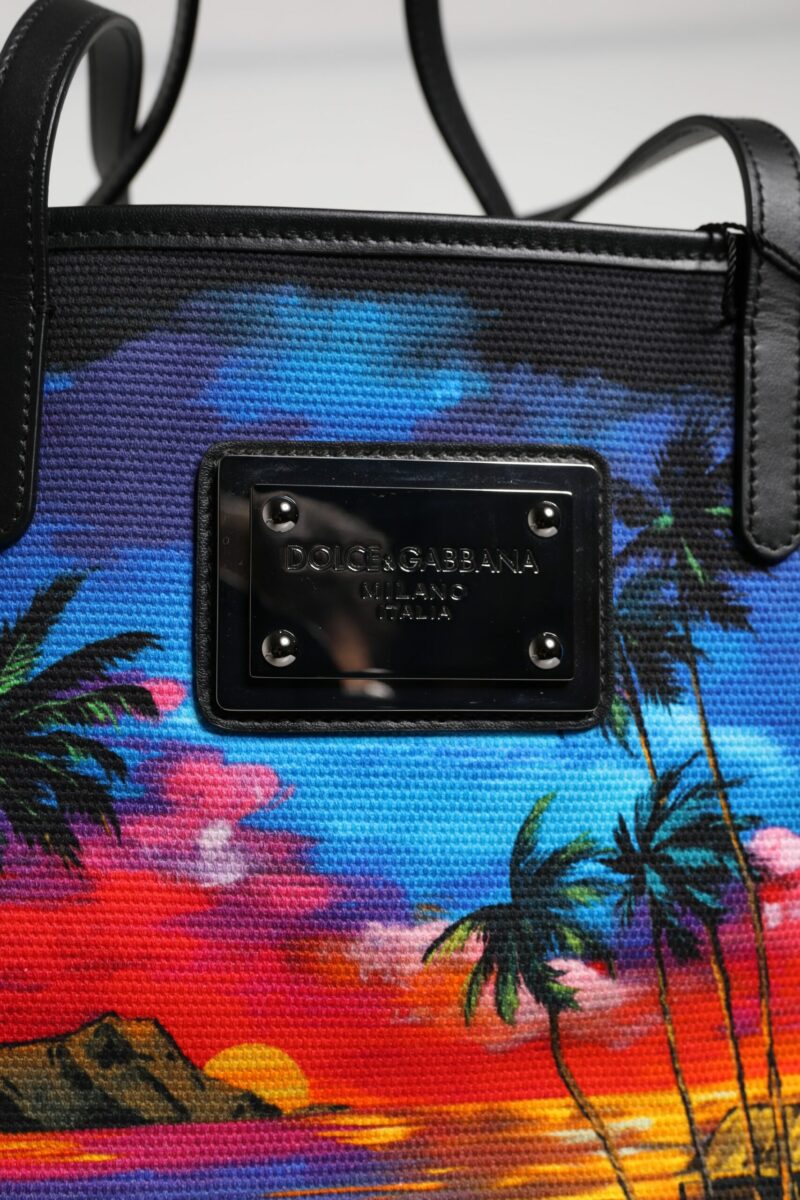 Dolce & Gabbana Multicolor Graphic Printed Top Handle Shopping Tote Bag - Image 7