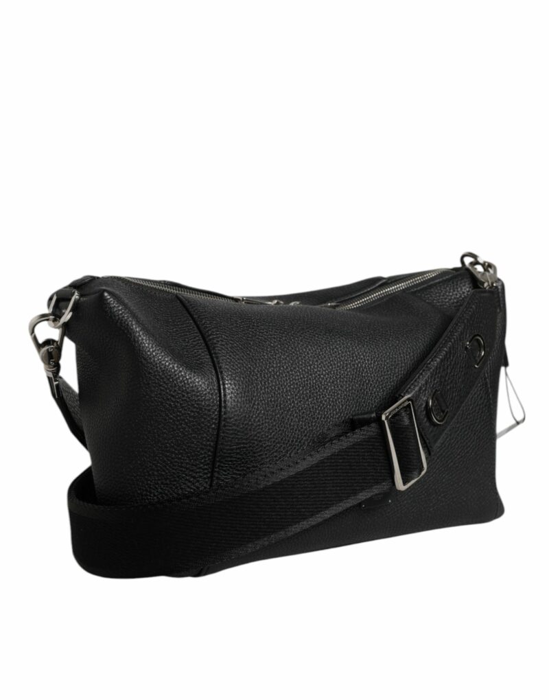 Dolce & Gabbana Black Leather Logo Plaque Shoulder Crossbody Bag - Image 4