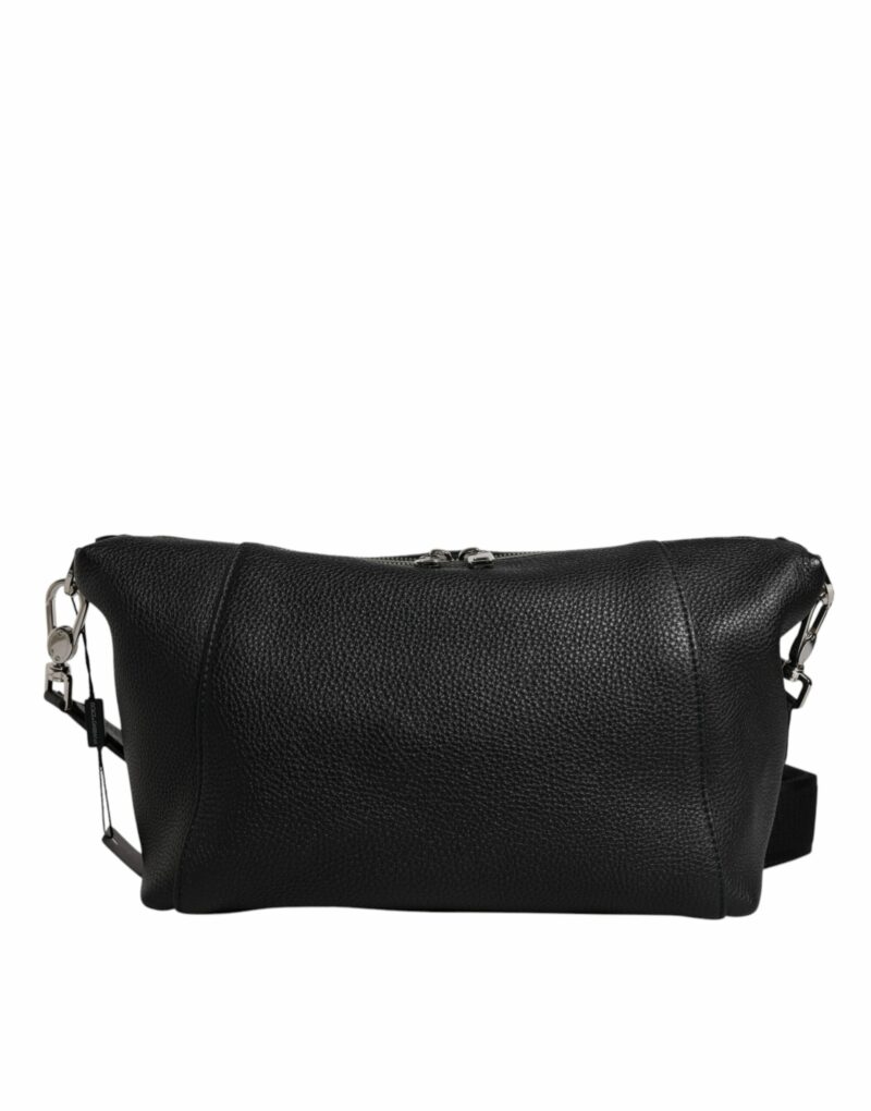 Dolce & Gabbana Black Leather Logo Plaque Shoulder Crossbody Bag - Image 5
