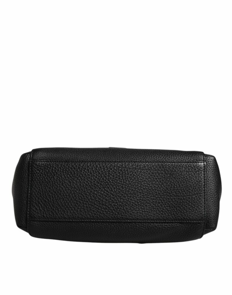 Dolce & Gabbana Black Leather Logo Plaque Shoulder Crossbody Bag - Image 6