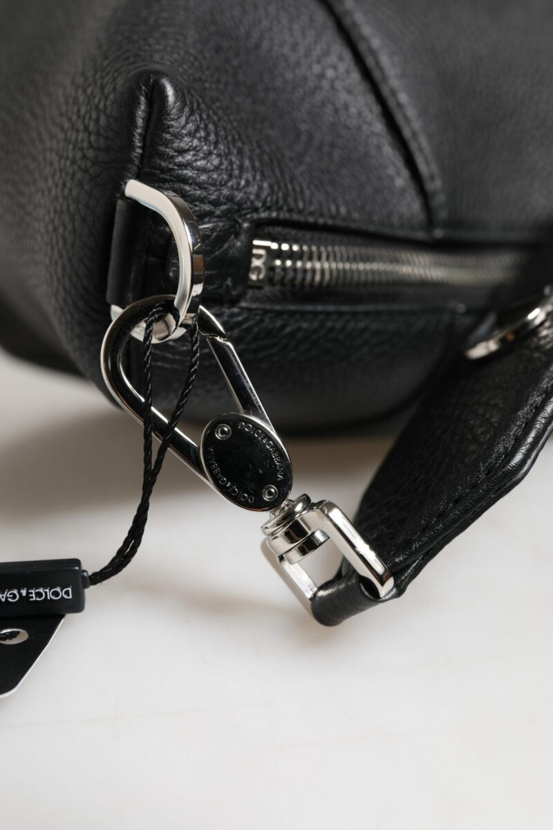 Dolce & Gabbana Black Leather Logo Plaque Shoulder Crossbody Bag - Image 8