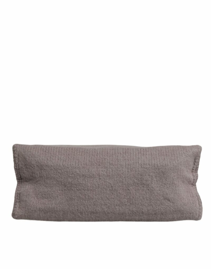 Dolce & Gabbana Grey Alpaca Wool Logo Plaque Tote Shoulder Bag - Image 7