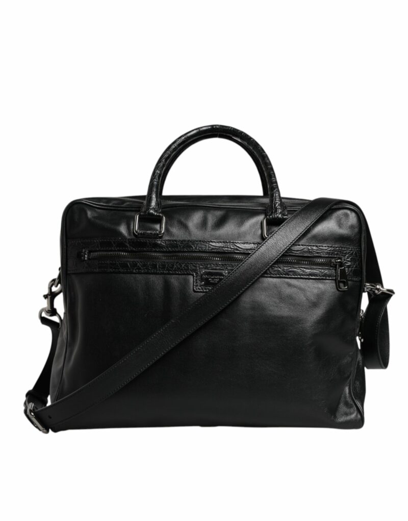 Dolce & Gabbana Black Leather Messenger Shoulder Strap Bag - Image 3