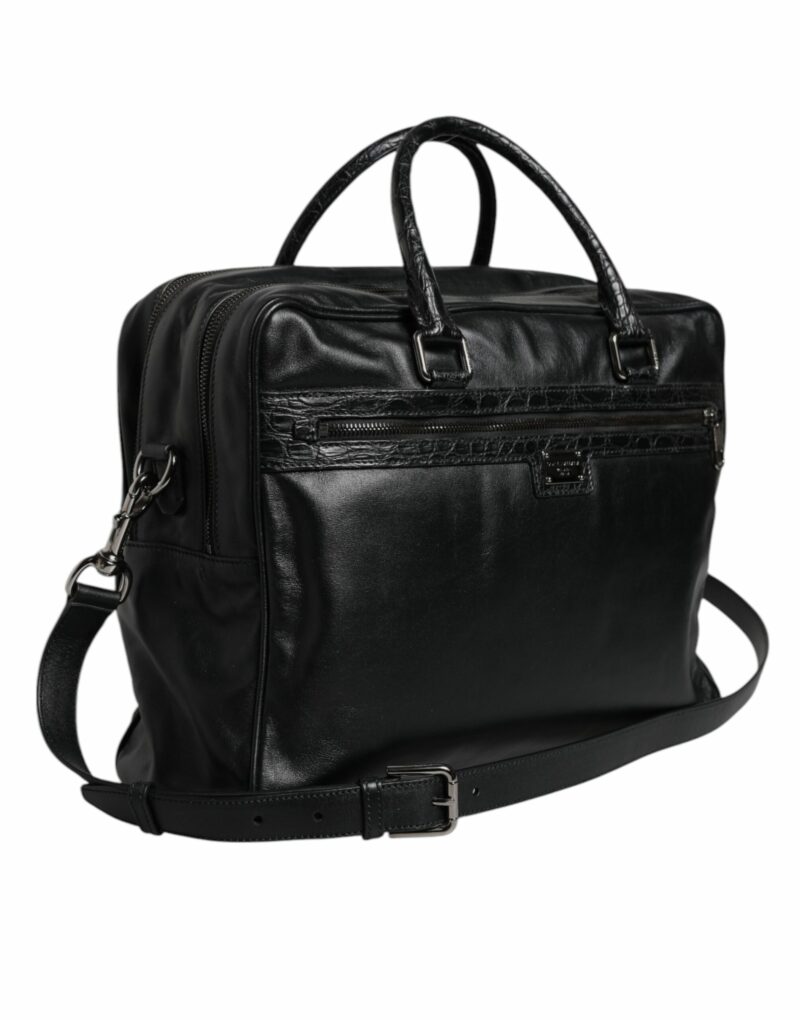 Dolce & Gabbana Black Leather Messenger Shoulder Strap Bag - Image 4