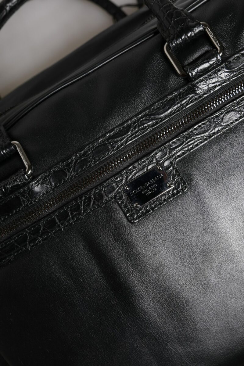 Dolce & Gabbana Black Leather Messenger Shoulder Strap Bag - Image 7
