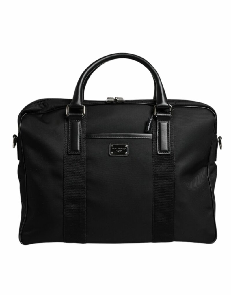 Dolce & Gabbana Black Leather Document Briefcase Top Handle Bag