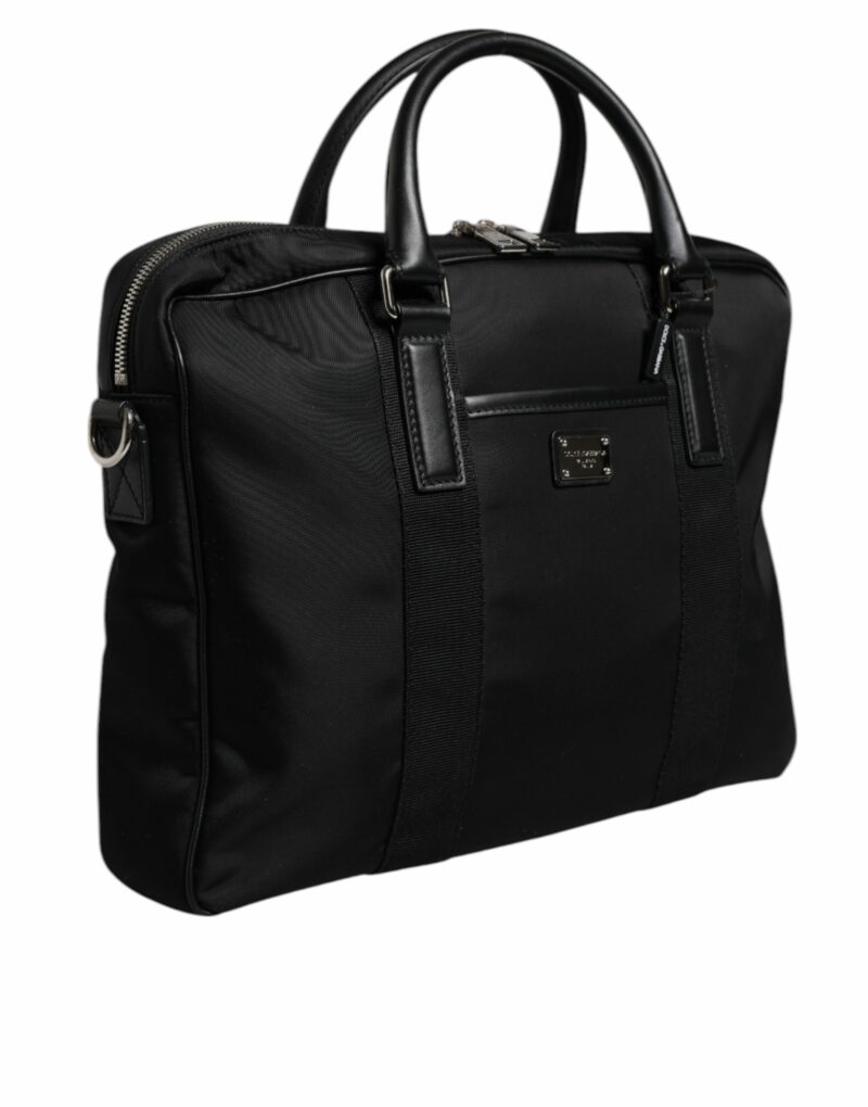 Dolce & Gabbana Black Leather Document Briefcase Top Handle Bag - Image 3