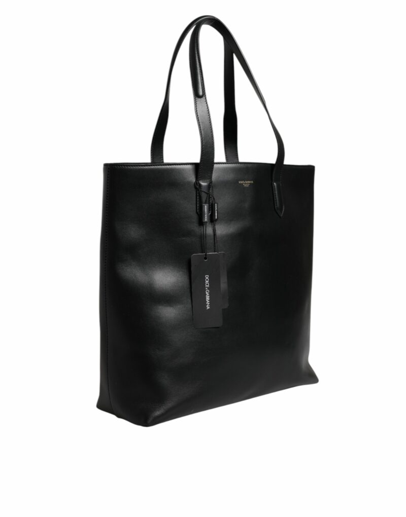 Dolce & Gabbana Black Calf Leather Shopping Tote Shoulder Bag - Image 2