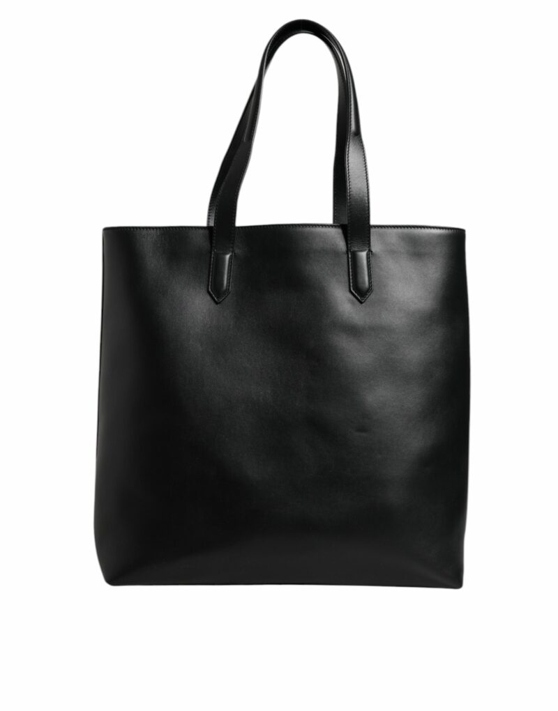 Dolce & Gabbana Black Calf Leather Shopping Tote Shoulder Bag - Image 3