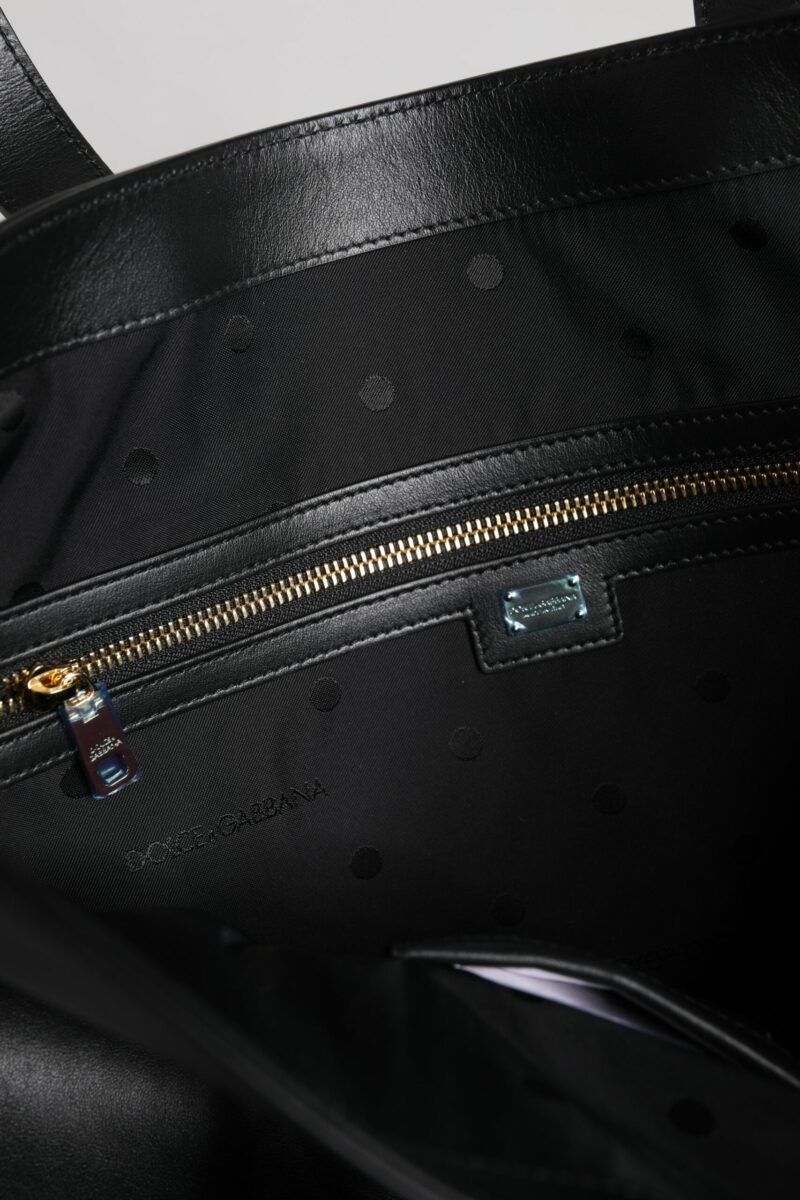 Dolce & Gabbana Black Calf Leather Shopping Tote Shoulder Bag - Image 7