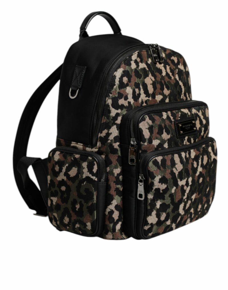 Dolce & Gabbana Multicolor Leopard Print DG Logo Plaque Men Backpack Bag - Image 3