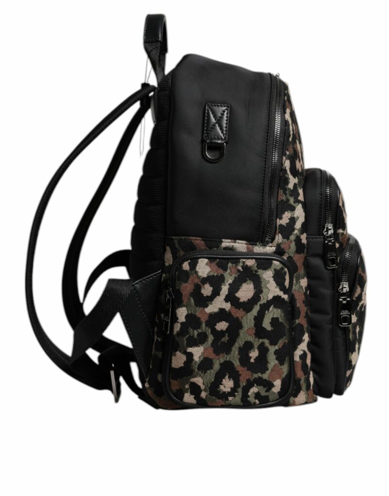 Dolce & Gabbana Multicolor Leopard Print DG Logo Plaque Men Backpack Bag - Image 4