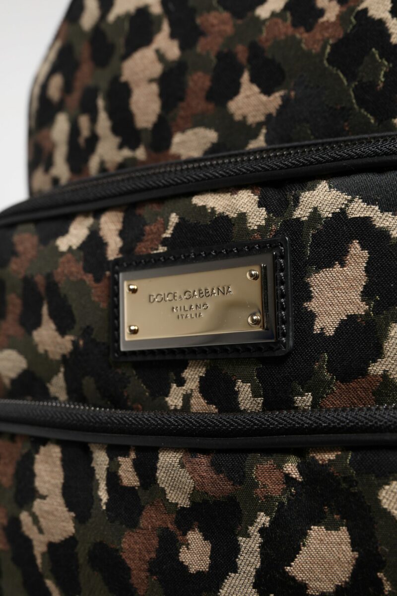 Dolce & Gabbana Multicolor Leopard Print DG Logo Plaque Men Backpack Bag - Image 7
