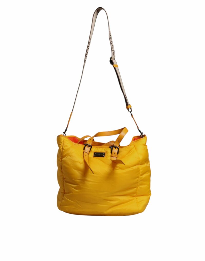 Dolce & Gabbana Yellow Orange Nylon Logo Plaque Hand Shoulder Duffle Bag - Image 2