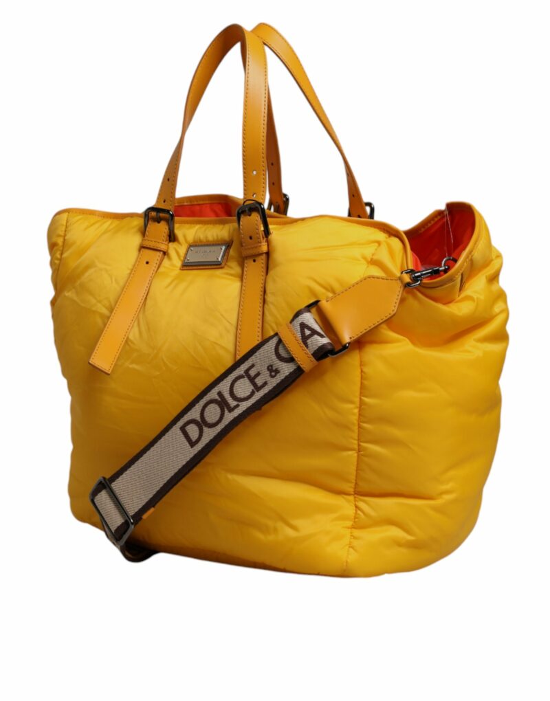 Dolce & Gabbana Yellow Orange Nylon Logo Plaque Hand Shoulder Duffle Bag - Image 4