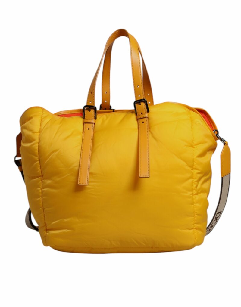 Dolce & Gabbana Yellow Orange Nylon Logo Plaque Hand Shoulder Duffle Bag - Image 5