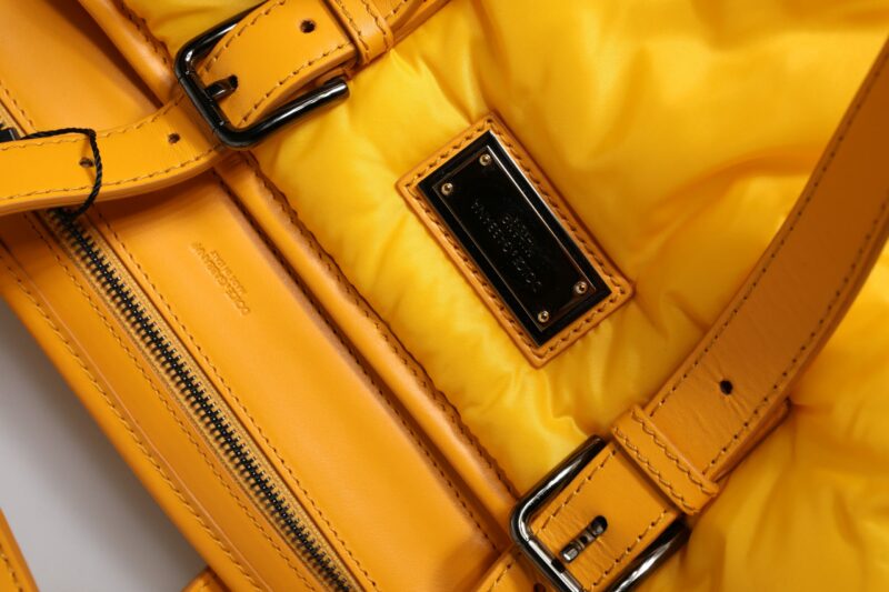 Dolce & Gabbana Yellow Orange Nylon Logo Plaque Hand Shoulder Duffle Bag - Image 7