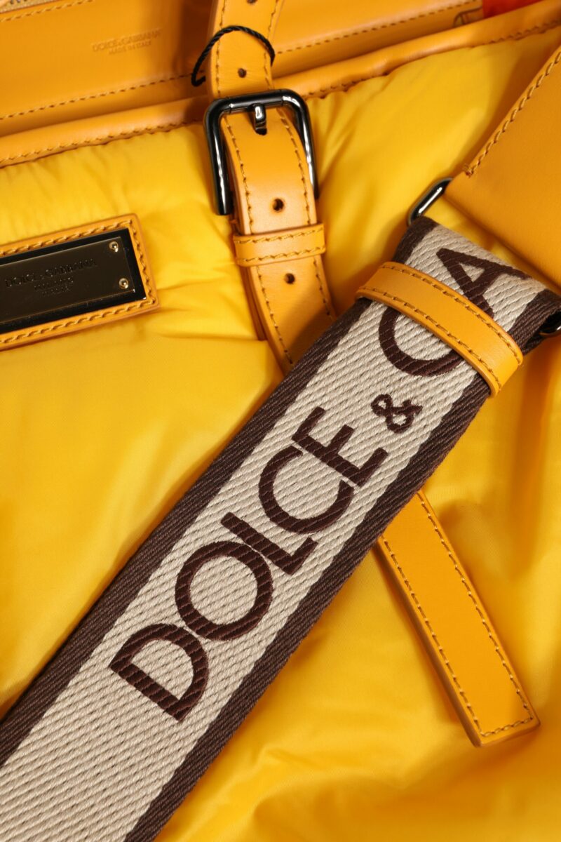 Dolce & Gabbana Yellow Orange Nylon Logo Plaque Hand Shoulder Duffle Bag - Image 8