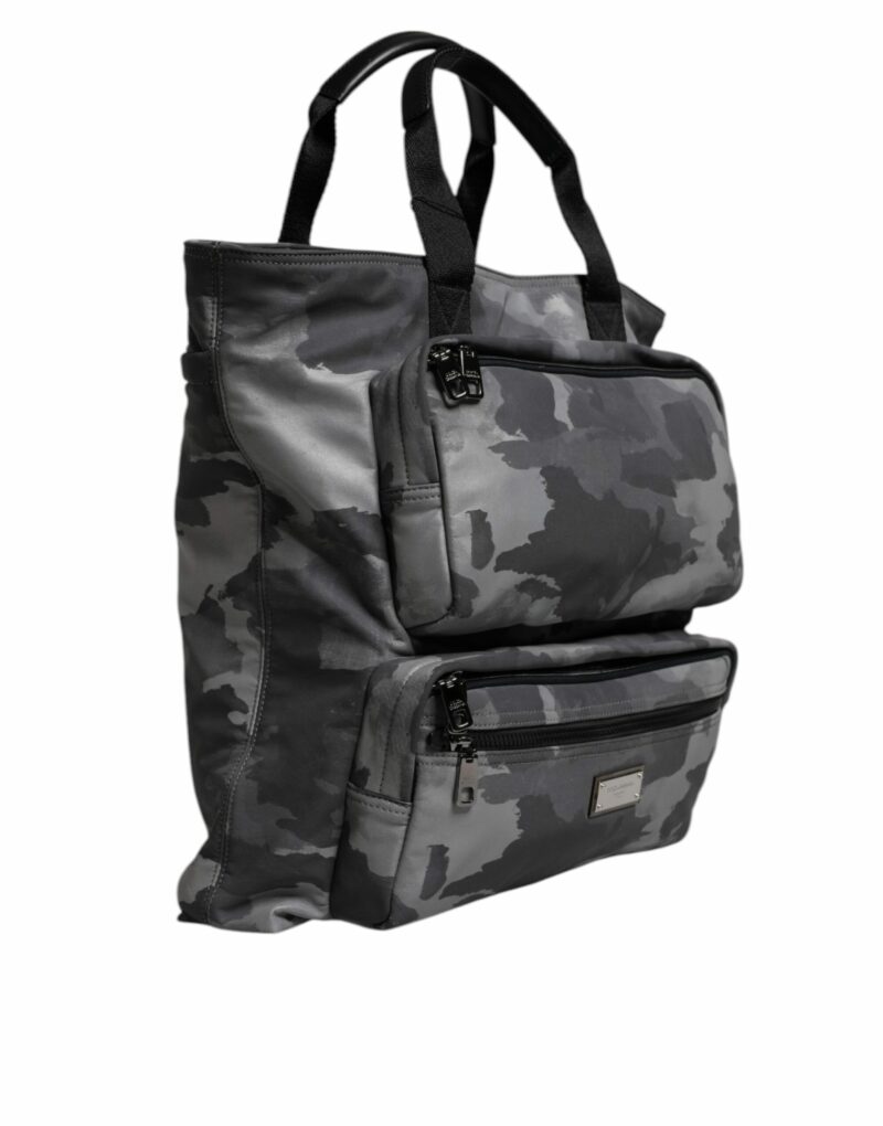Dolce & Gabbana Gray Camo Cotton Multiple Compartments Tote Bag - Image 4