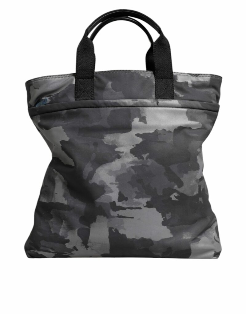Dolce & Gabbana Gray Camo Cotton Multiple Compartments Tote Bag - Image 5