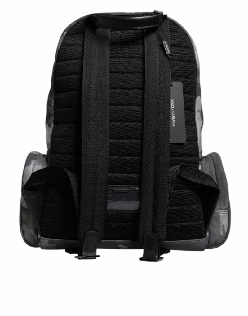 Dolce & Gabbana Gray Cotton Camouflage Logo Plaque Backpack Bag - Image 5