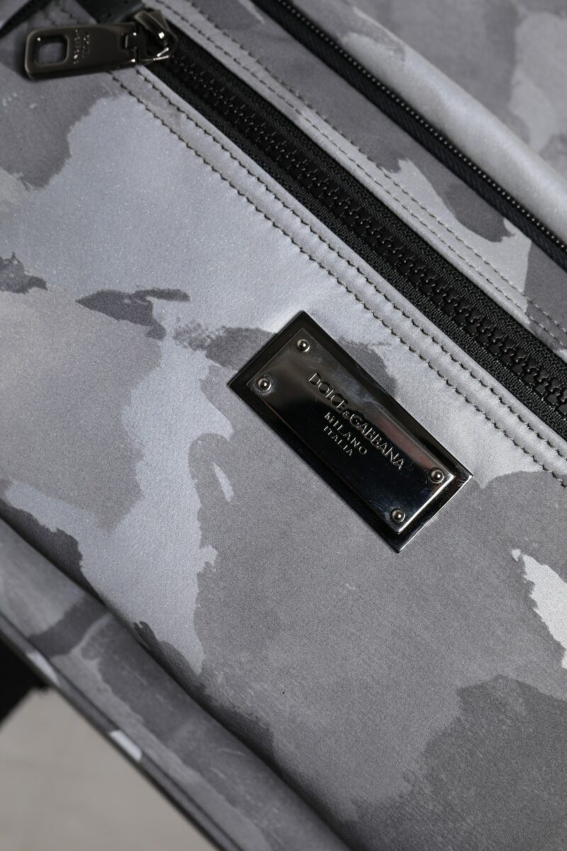 Dolce & Gabbana Gray Cotton Camouflage Logo Plaque Backpack Bag - Image 7
