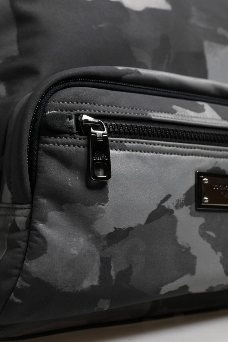Dolce & Gabbana Gray Cotton Camouflage Logo Plaque Backpack Bag - Image 8