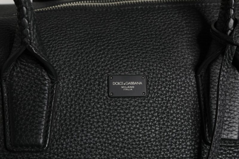 Dolce & Gabbana Black Calfskin Leather Hand Shoulder Duffle Bag - Image 3
