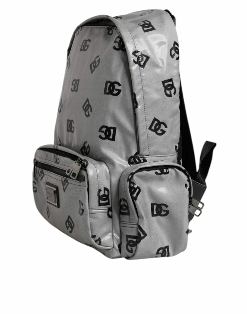 Dolce & Gabbana Polyester Gray Black DG Logo Plaque Backpack Bag - Image 4