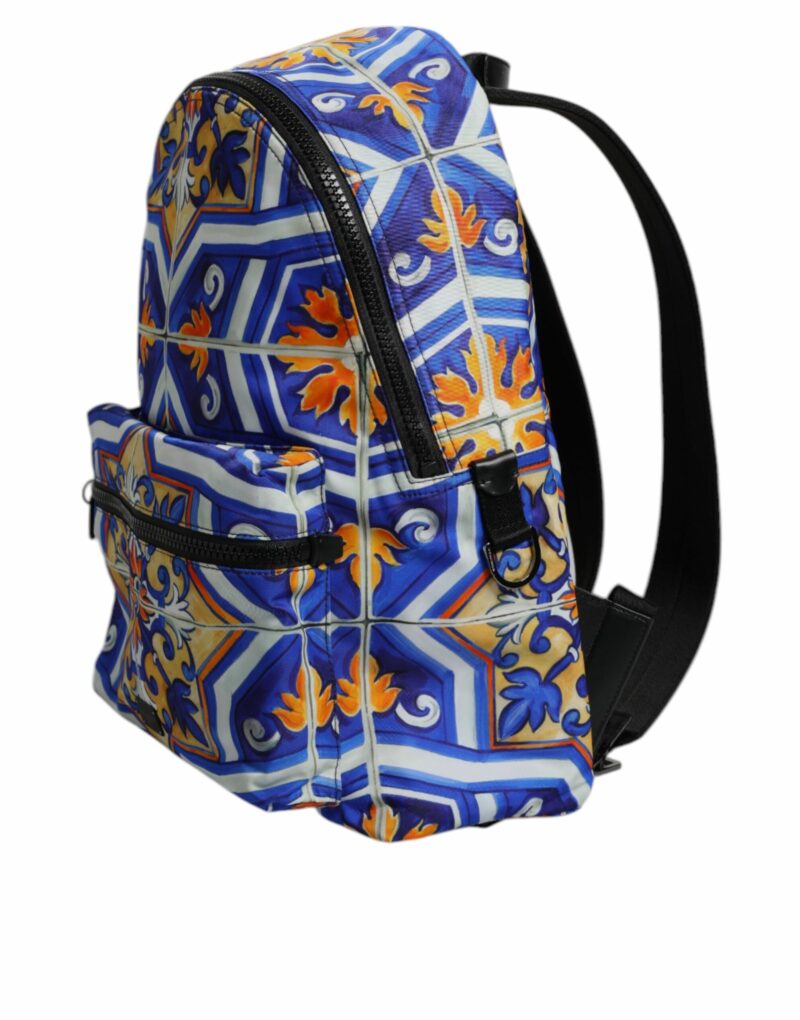 Dolce & Gabbana Multicolor Majolica Print Nylon Travel Backpack Bag - Image 4