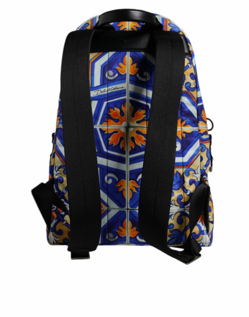 Dolce & Gabbana Multicolor Majolica Print Nylon Travel Backpack Bag - Image 5