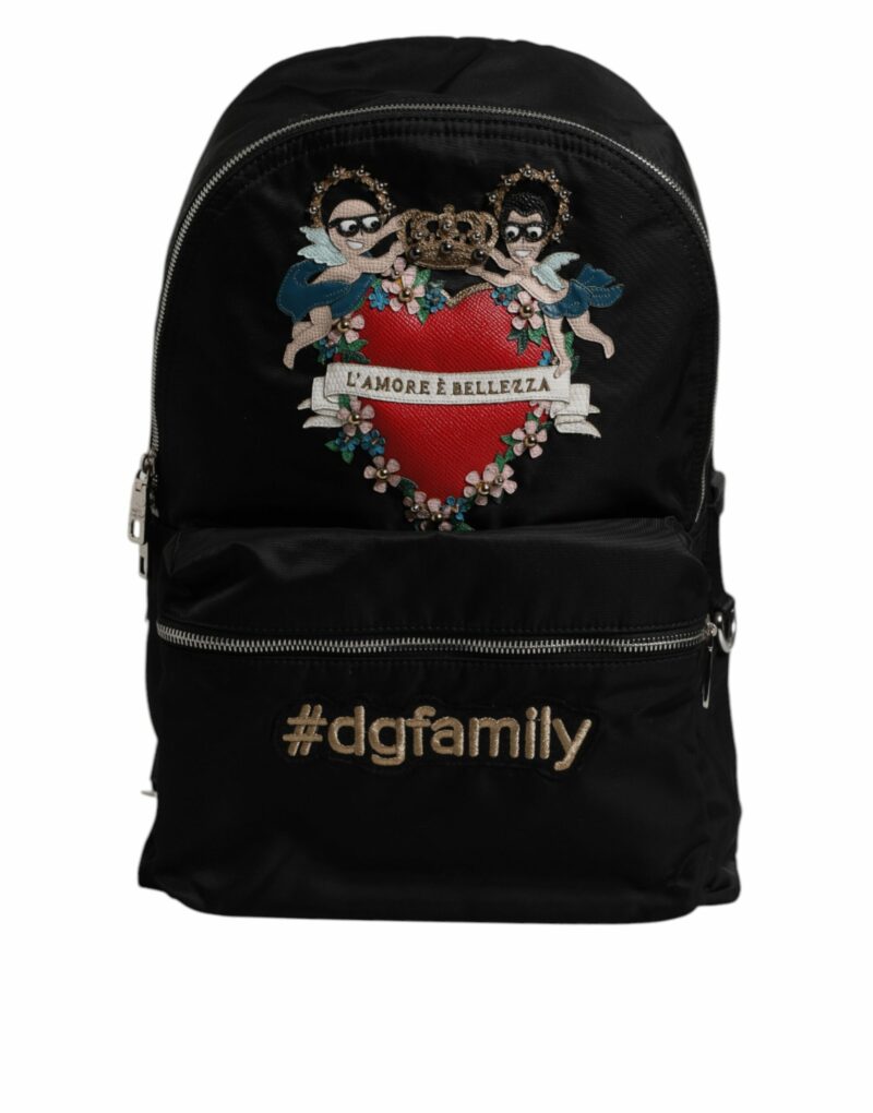 Dolce & Gabbana Black Nylon #DGFAMILY Embellished Backpack VULCANO Bag - Image 2