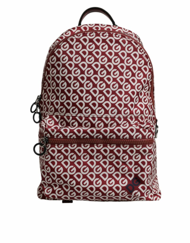 Dolce & Gabbana Red White DG Logo Print Nylon Travel Backpack Bag - Image 2
