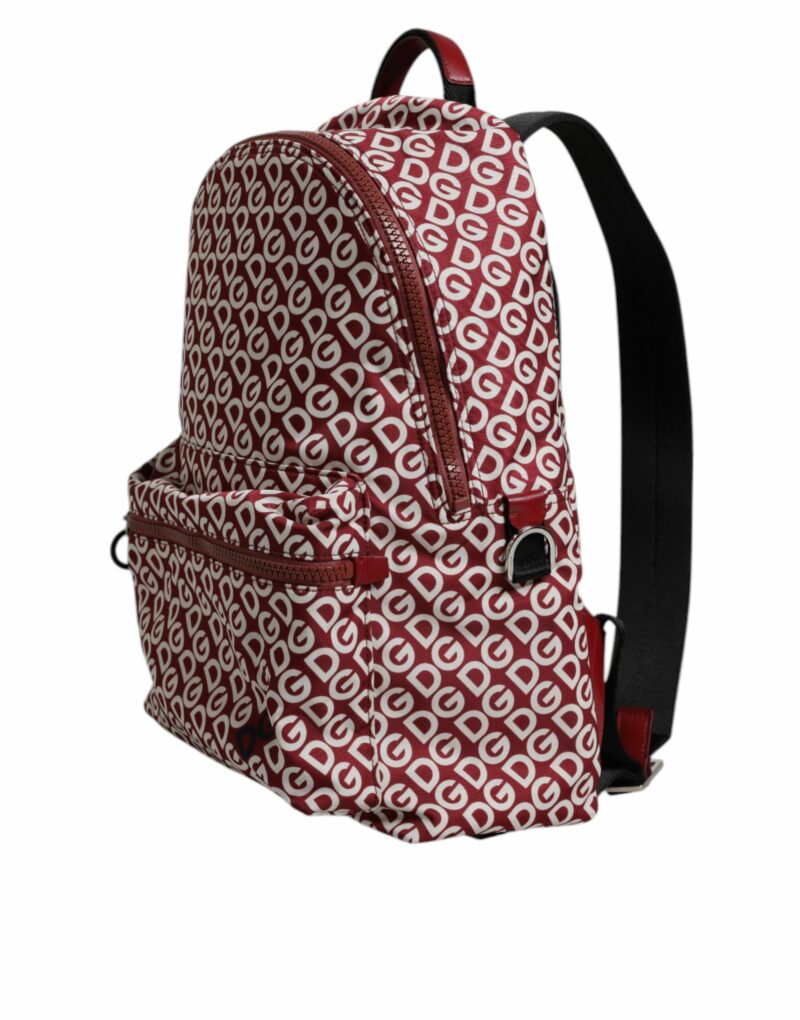 Dolce & Gabbana Red White DG Logo Print Nylon Travel Backpack Bag - Image 4