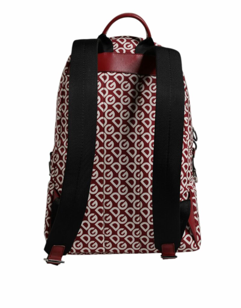 Dolce & Gabbana Red White DG Logo Print Nylon Travel Backpack Bag - Image 5