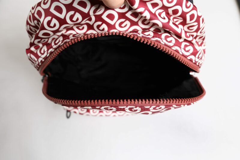 Dolce & Gabbana Red White DG Logo Print Nylon Travel Backpack Bag - Image 7