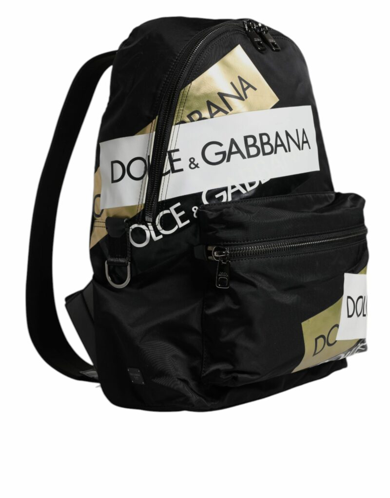 Dolce & Gabbana Black Logo Tape Polyamide School Travel Backpack Bag - Image 3