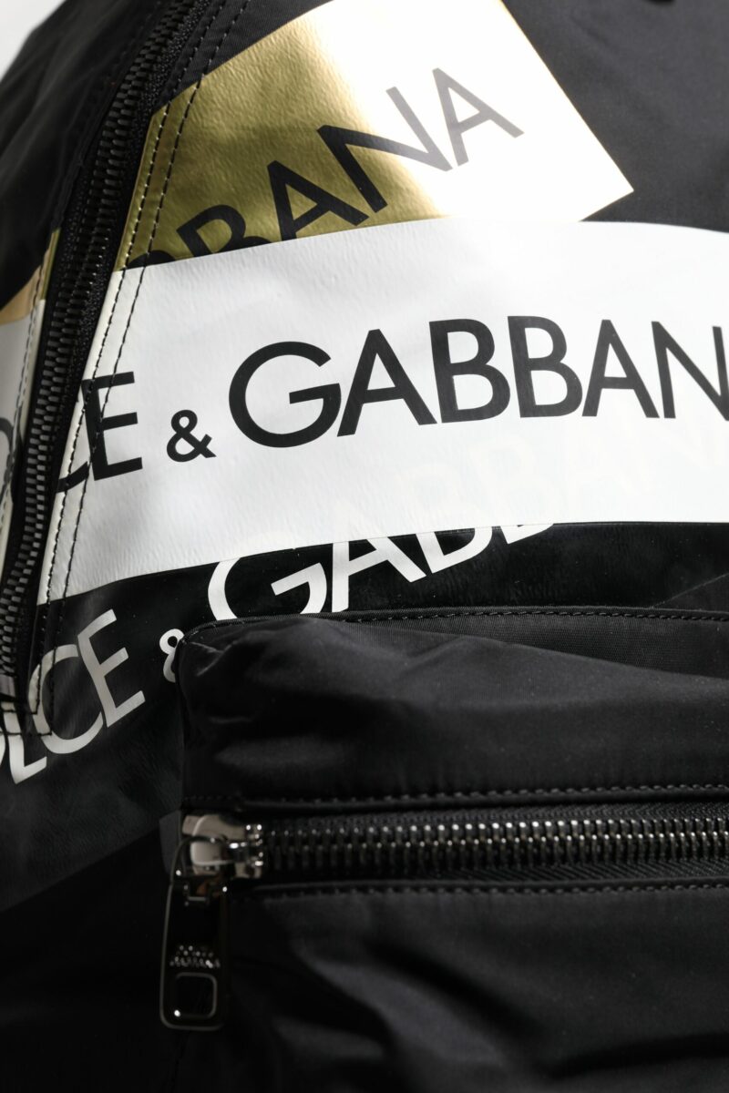 Dolce & Gabbana Black Logo Tape Polyamide School Travel Backpack Bag - Image 5