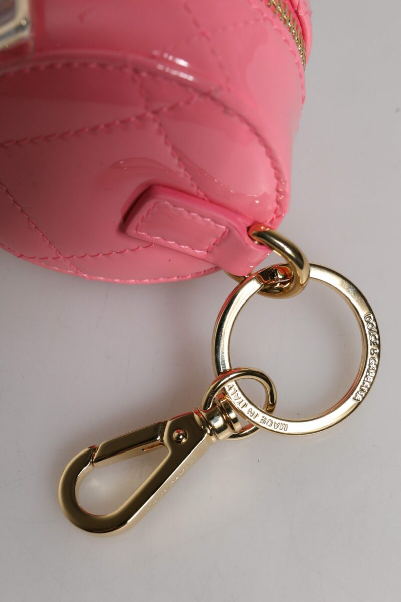 Dolce & Gabbana Pink Lamb Leather DG Crystal Round Coin Purse Wallet - Image 5