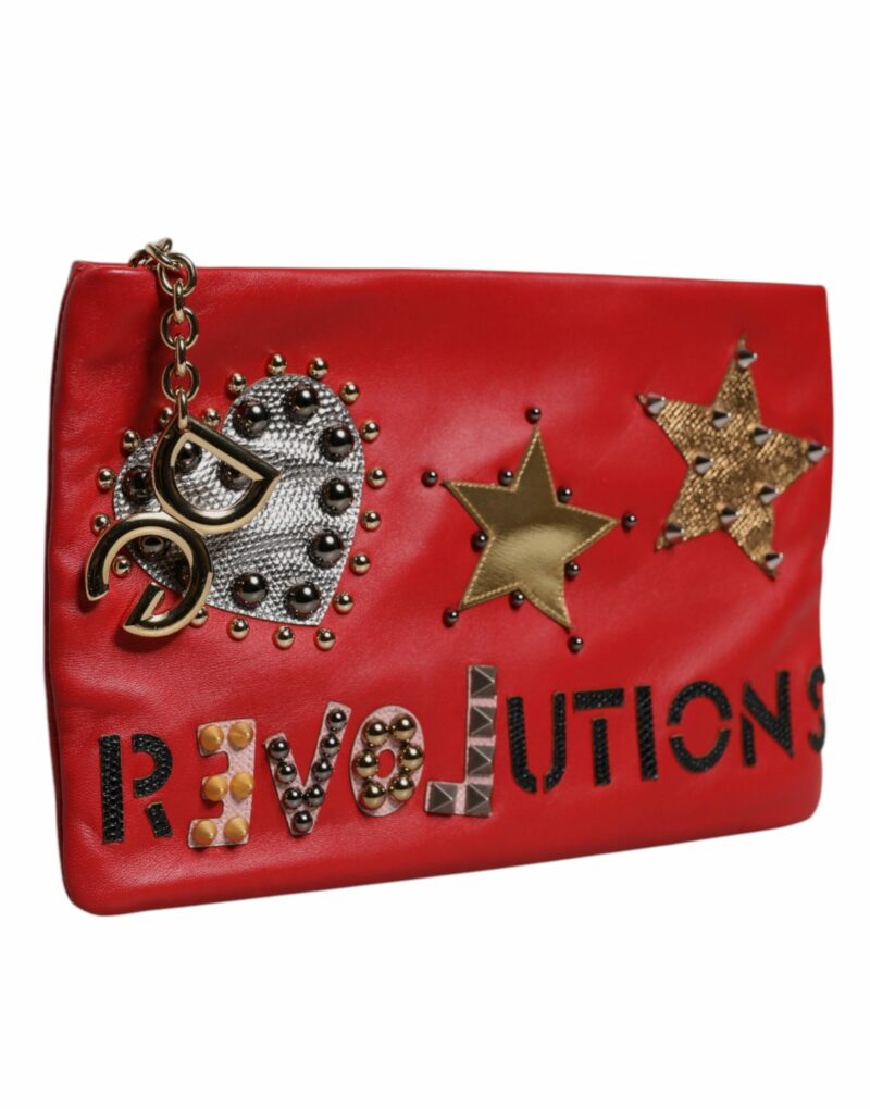 Dolce & Gabbana Red Revolutions Embellished Leather Clutch Bag - Image 3
