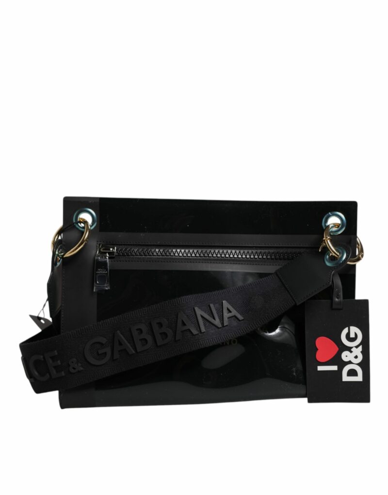Dolce & Gabbana Black PVC Leather Pouch Shoulder Strap Bag - Image 2