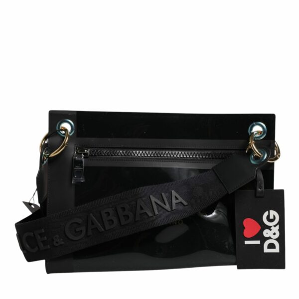 Dolce & Gabbana Black PVC Leather Pouch Shoulder Strap Bag