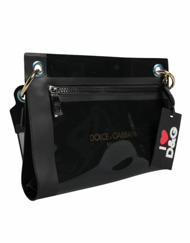 Dolce & Gabbana Black PVC Leather Pouch Shoulder Strap Bag - Image 4