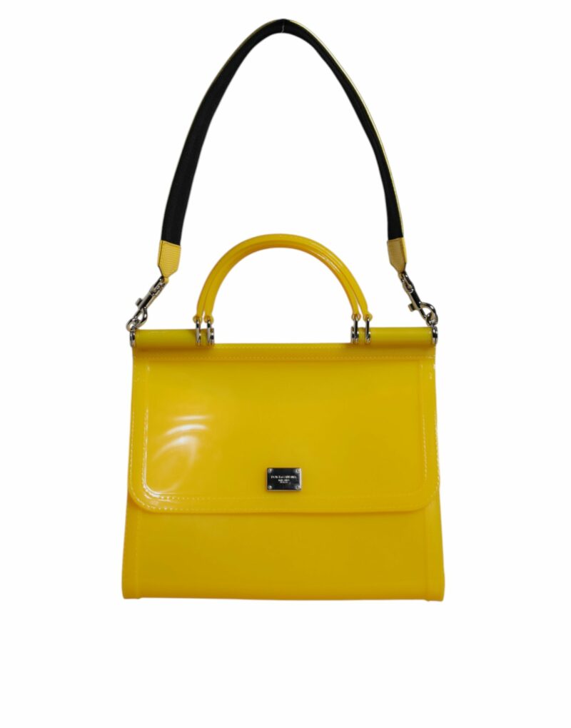 Dolce & Gabbana Yellow PVC Cotton Satchel Shoulder Strap Bag - Image 2