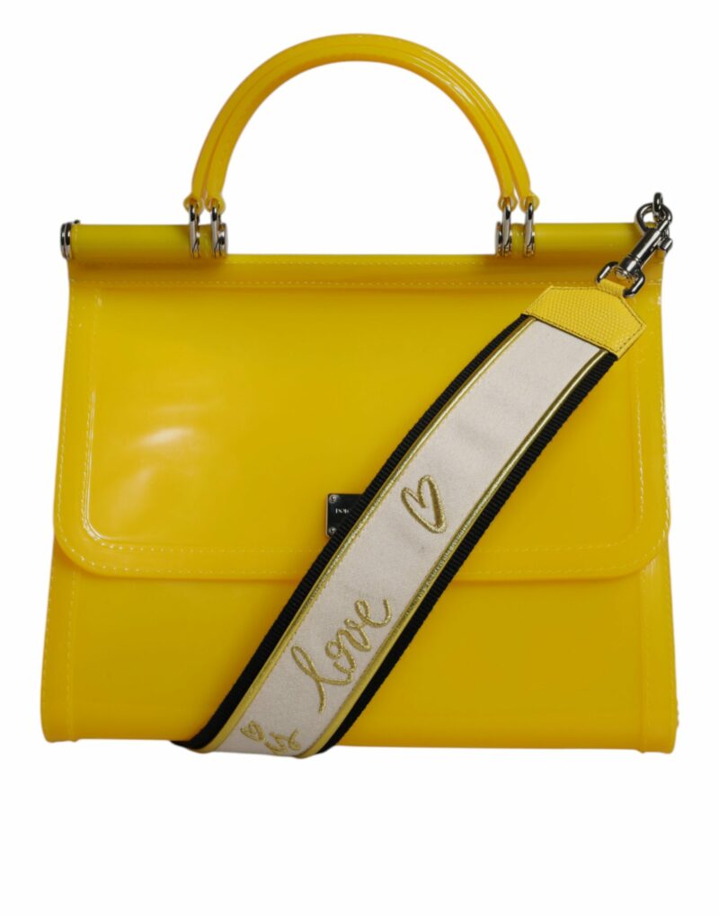 Dolce & Gabbana Yellow PVC Cotton Satchel Shoulder Strap Bag - Image 3